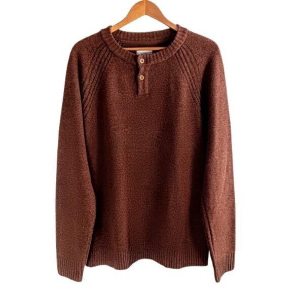 Wills Huckberry Rust 2-Button Henley Wool Cashmere Sweater - Picture 1 of 5